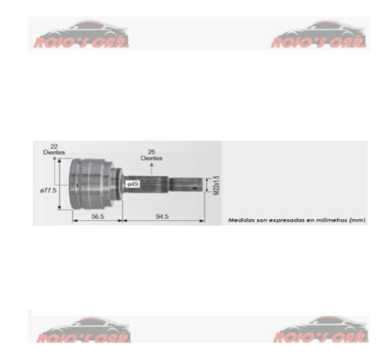 JUNTA HOMOCINETICA RACE LADO RUEDA, DERECHO E IZQUIERDO, TRANSMISION MANUAL, CVT PARA NISSAN VERSA 1.6L L4 2011-2019