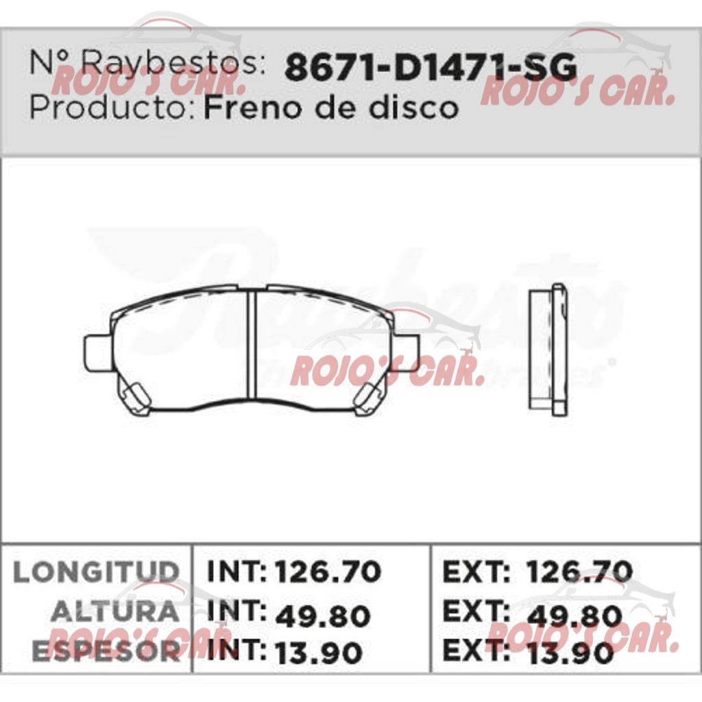 BALATA FRENO DE DISCO RAYBESTOS