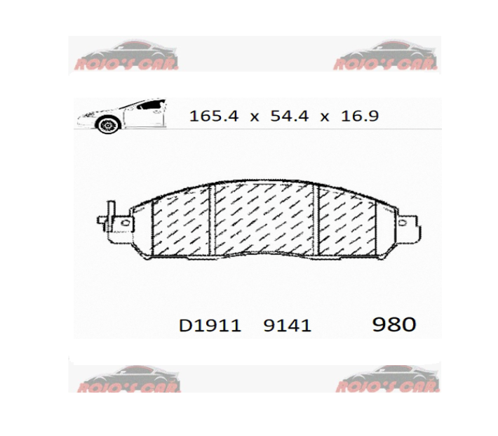 BALATA FRENO DE DISCO GP1 CHEVROLET CITY EXPRESS 2015-18, NISSAN FRONTIER L4 2016-18, NV 200 2013-18, NP 300 2016-18, NP 300 FRONTIER 2016-18,