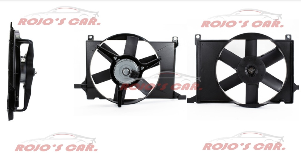 MOTOVENTILADOR TOTALPARTS PARA RADIADOR - CHEVROLET CHEVY 4CIL 1.4L 93-00, 2 TERMINALES MOTOR, ASPAS Y TOLVA 12V 6