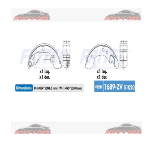 JUEGO DE BALATA FRENO DE TAMBOR FRITEC PARA NISSAN VERSA 2012-2017