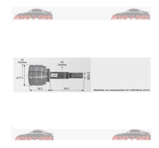 JUNTA HOMOCINETICA RACE LADO RUEDA, DERECHO E IZQUIERDO, TRANSMISION MANUAL, CVT PARA NISSAN VERSA 1.6L L4 2011-2019