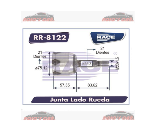 JUNTA HOMOCINETICA RACE LADO RUEDA PARA RENAULT CLIO 02-04/KANGOO 02-04