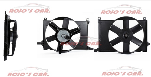 MOTOVENTILADOR TOTALPARTS PARA RADIADOR - CHEVROLET CHEVY 4CIL 1.4L 93-00, 2 TERMINALES MOTOR, ASPAS Y TOLVA 12V 6