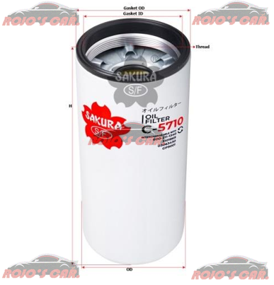 FILTRO DE ACEITE HD SAKURA PARA FREIGHTLINER MODELO CASCADIA MOT CUMMINS ISX 11.9L, INTERNATIONAL MODELOS, 9900 MOT CUMMINS ISX, 7600 WORKSTAR MOT CUMMINS ISM