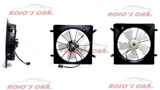 MOTOVENTILADOR TOTALPARTS PARA RADIADOR - HONDA CR-V4CIL 2.4L 02-06, ELEMENT 4CIL 2.4L 03-11, 19015-PZD-A01|19020-PZD-A01|19030-PZD-A01 2 TERMINALES MOTOR, ASPAS Y TOLVA 12V 5